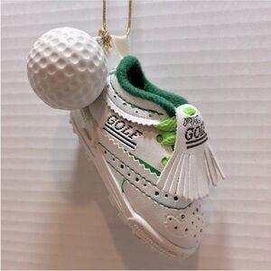 Golf Shoe Golf Ball White Green Package Topper Christmas Tree Ornament Rear